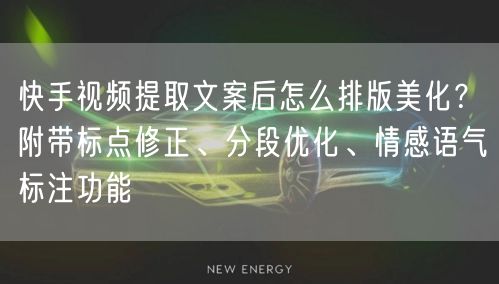 快手视频提取文案后怎么排版美化？附带标点修正、分段优化、情感语气标注功能