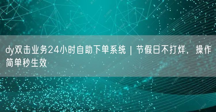 dy双击业务24小时自助下单系统|节假日不打烊,操作简单秒生效
