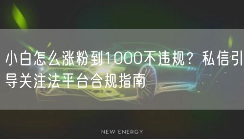 小白怎么涨粉到1000不违规？私信引导关注法平台合规指南