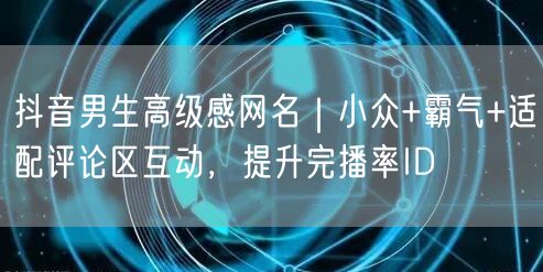 抖音男生高级感网名|小众+霸气+适配评论区互动,提升完播率ID