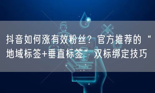 抖音如何涨有效粉丝?官方推荐的“地域标签+垂直标签”双标绑定技巧