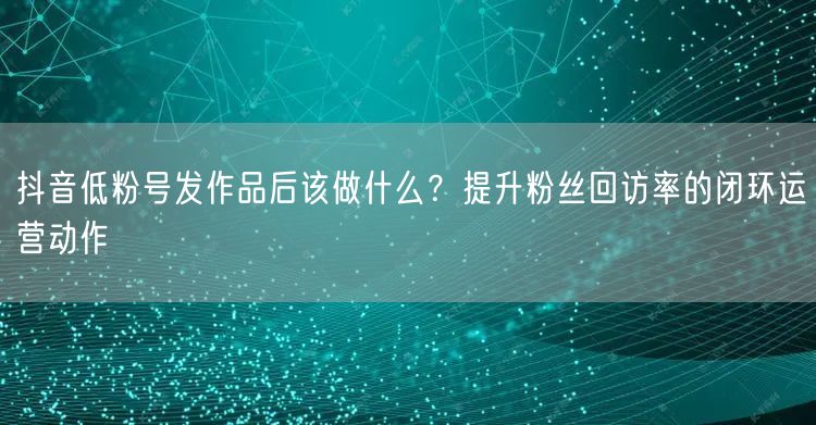 抖音低粉号发作品后该做什么？提升粉丝回访率的闭环运营动作