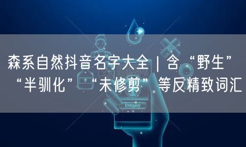 森系自然抖音名字大全｜含“野生”“半驯化”“未修剪”等反精致词汇