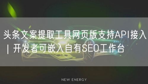 头条文案提取工具网页版支持API接入｜开发者可嵌入自有SEO工作台